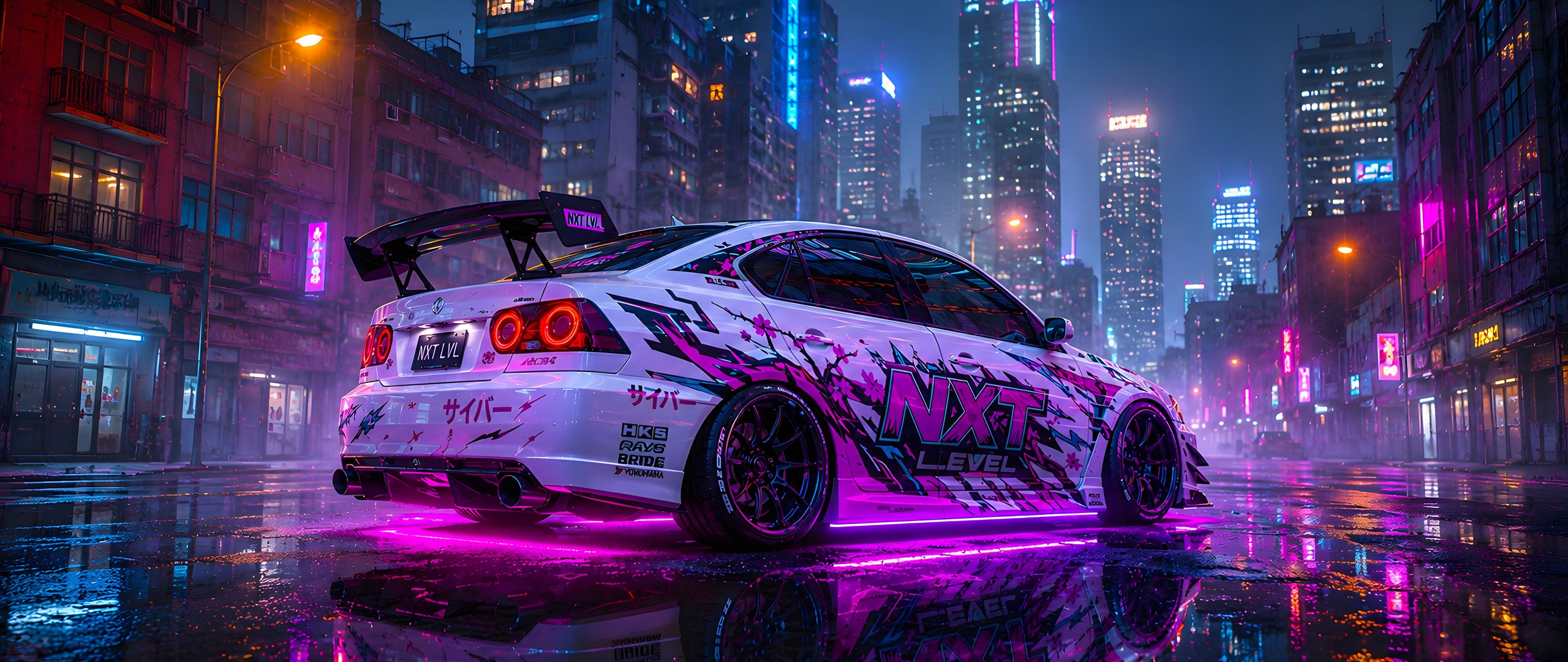 Тюнингованный JDM-седан в Японии - UltraWide 21:9 обои в разрешении 2560x1080