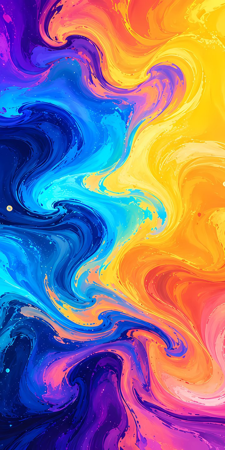 Абстрактный вихрь красок и градиент - Обои для Samsung Galaxy A03s, Xiaomi Redmi 7A, POCO C3 в разрешении 720x1440