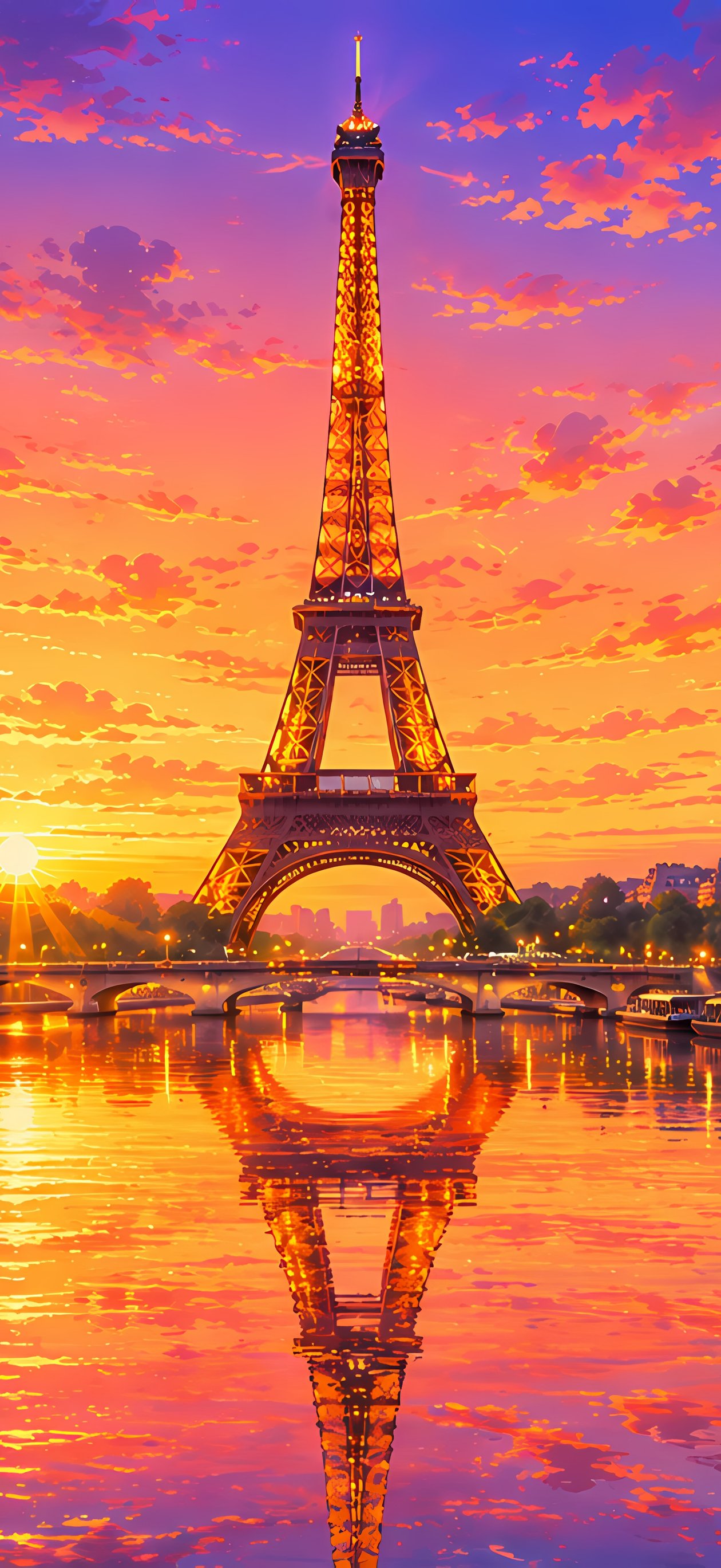 Eiffel Tower at Sunset in Paris - Wallpapers for iPhone Air in 1260x2736 resolution