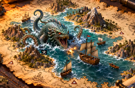 Sailboat Wallpapers for Samsung/Xiaomi (2000x2000): map, monster, sailboat, island
