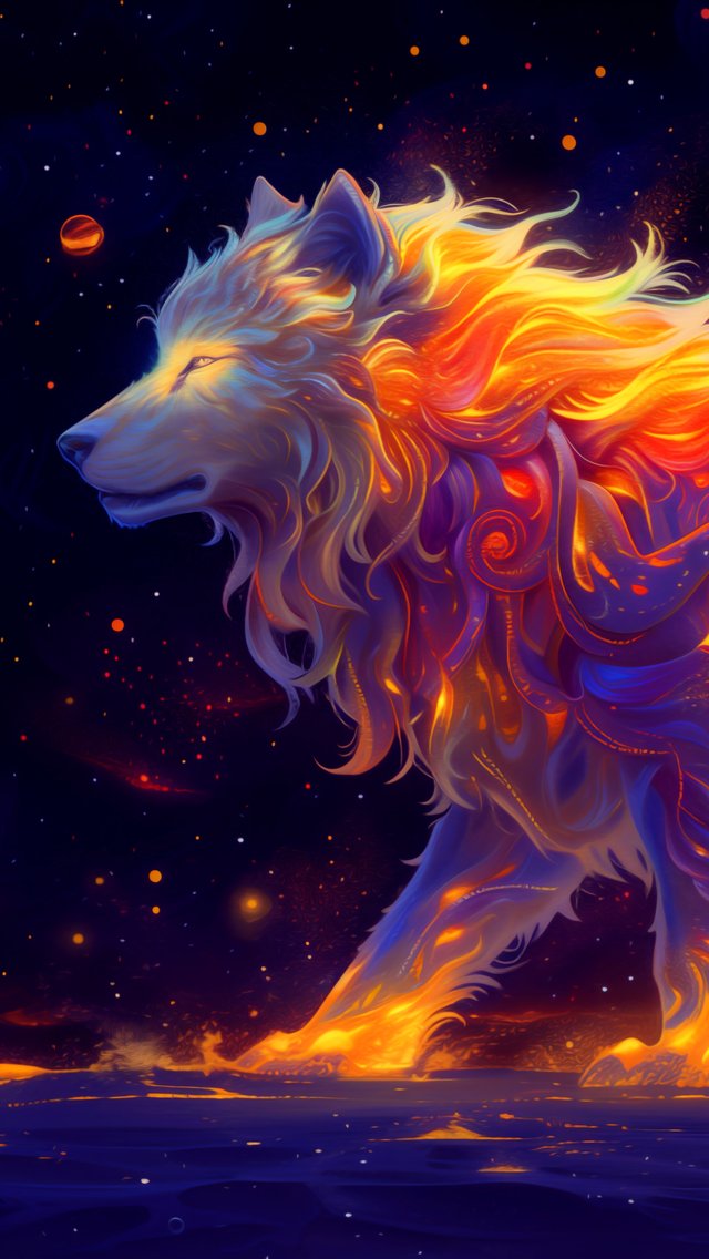 Fantasy wolf glowing with fiery patterns - Wallpapers for iPhone 5/5S/5C/SE in 640x1136 resolution