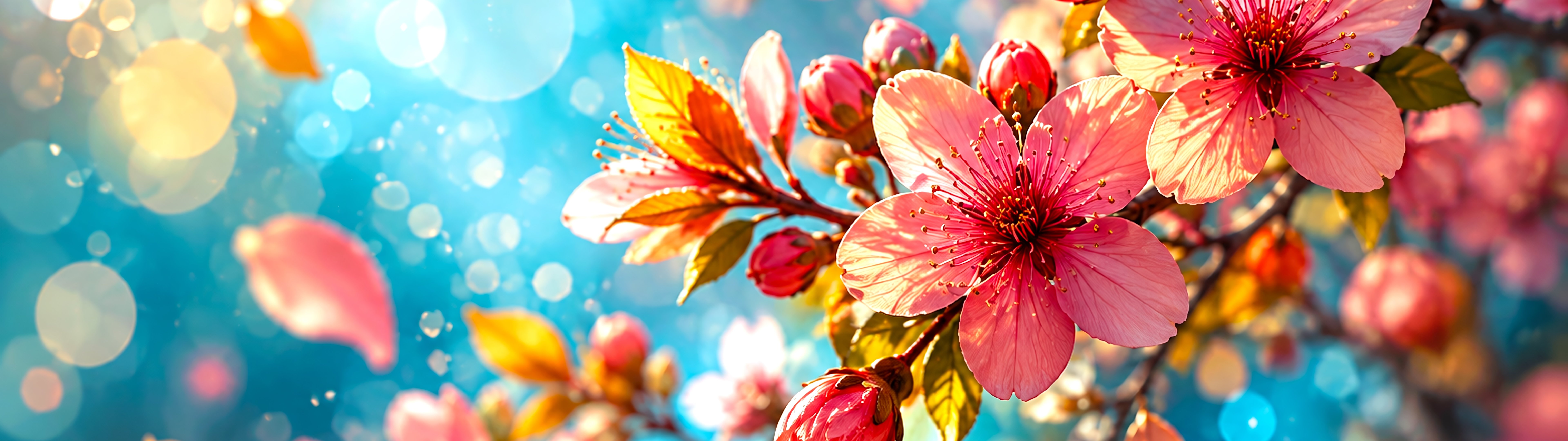 Apple Tree Blossom in Spring Garden - Dual Monitor Wallpapers in 7680x2160 resolution