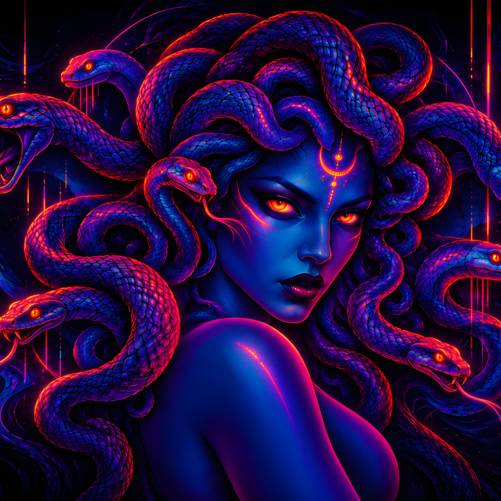 Gorgon with Snakes in Darkness - Wallpapers for Samsung Galaxy Tab in 1920x1920 resolution