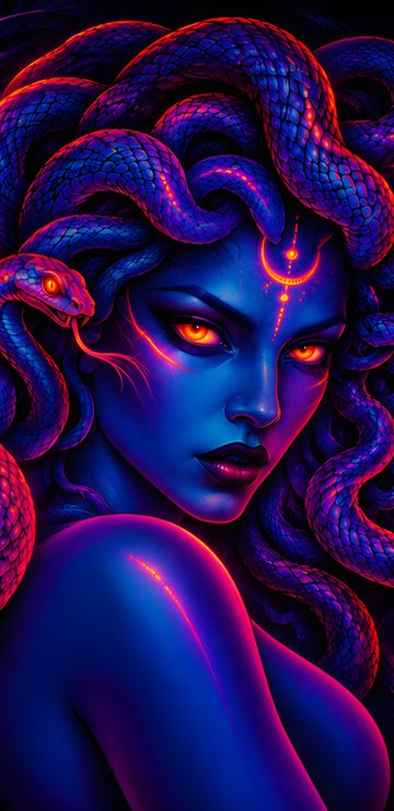 Gorgon with Snakes in Darkness - Wallpapers for Samsung in 360x740 resolution