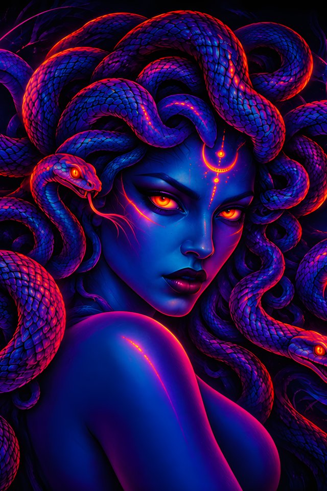 Gorgon with Snakes in Darkness - Wallpapers for iPhone 4/4S in 640x960 resolution