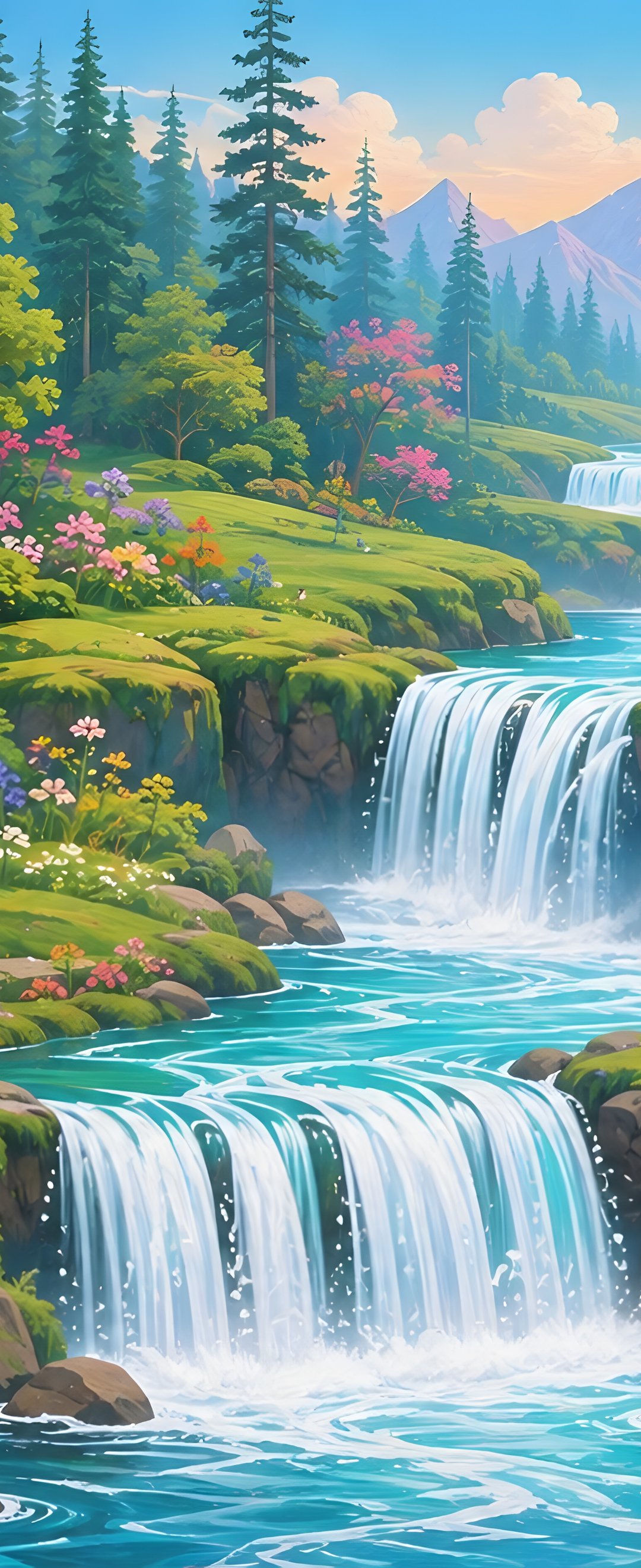 Fantasy Forest Stream Waterfalls - Wallpapers for Samsung Galaxy Z Flip6, Motorola Razr 2025 in 1080x2640 resolution