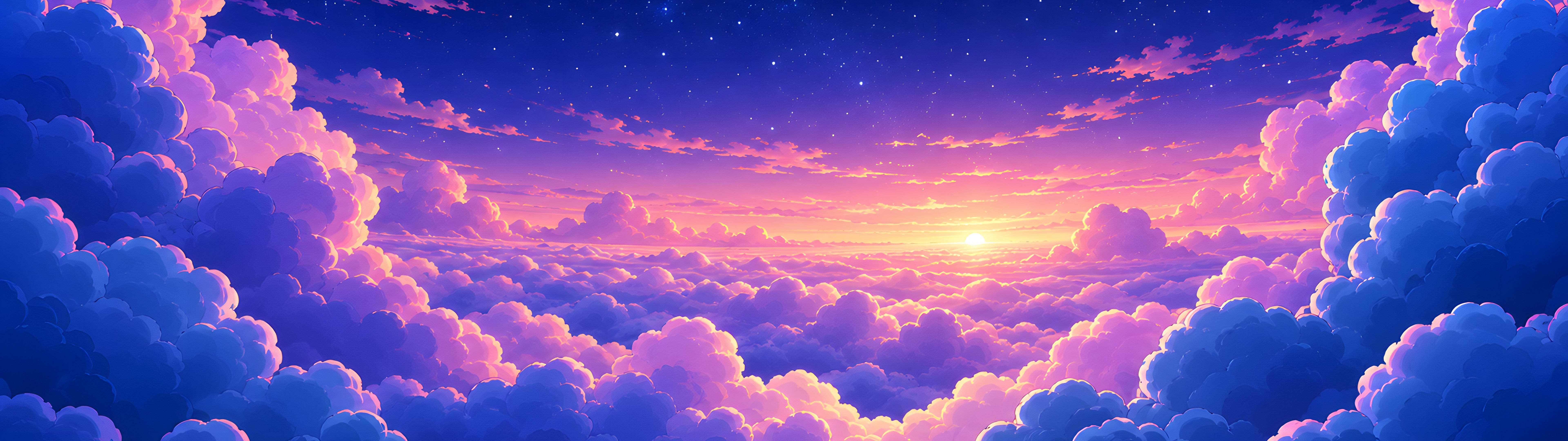 Colorful Sunset Over Cloud Horizon - Dual Monitor Wallpapers in 7680x2160 resolution