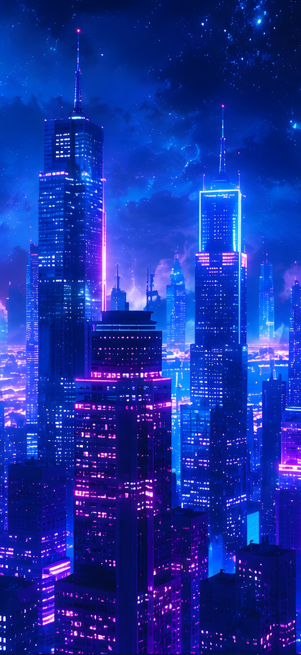 Neon metropolis in the neon night - Wallpapers for iPhone Air in 1260x2736 resolution