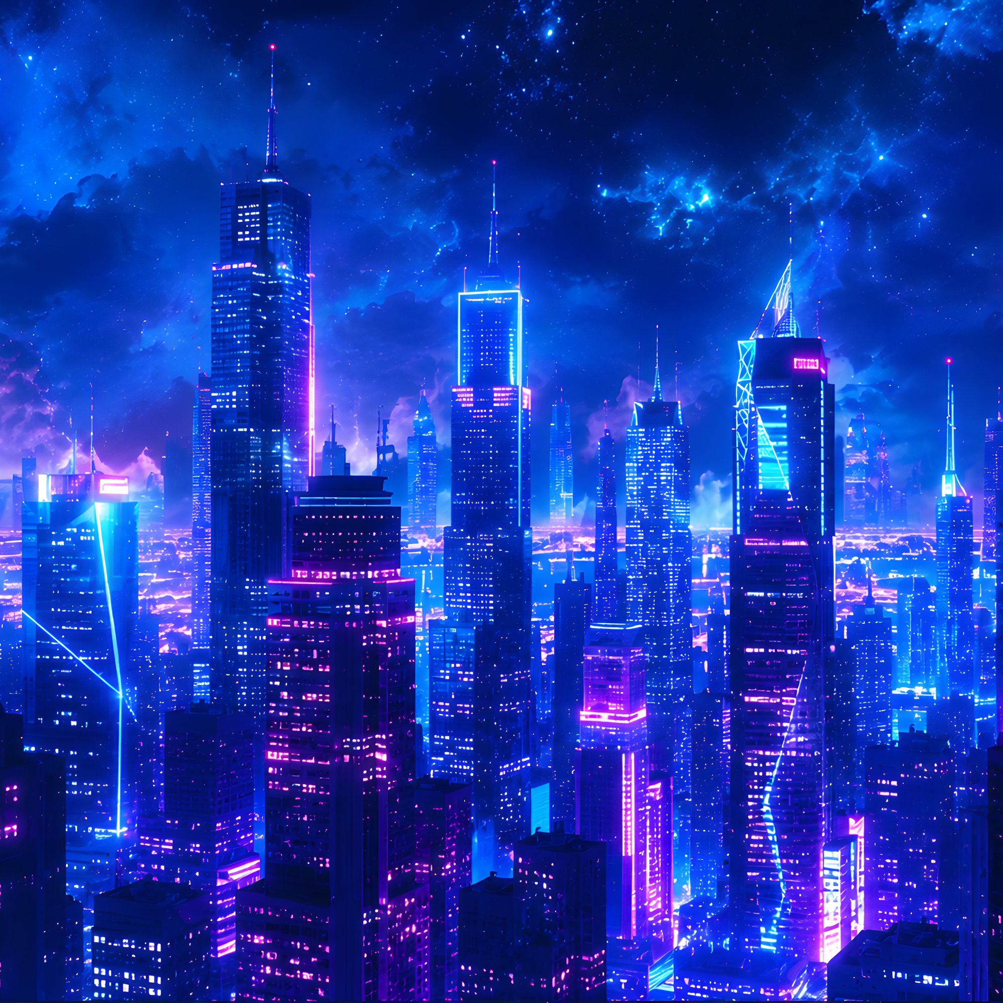 Neon metropolis in the neon night - Wallpapers for Samsung/Xiaomi in 2000x2000 resolution