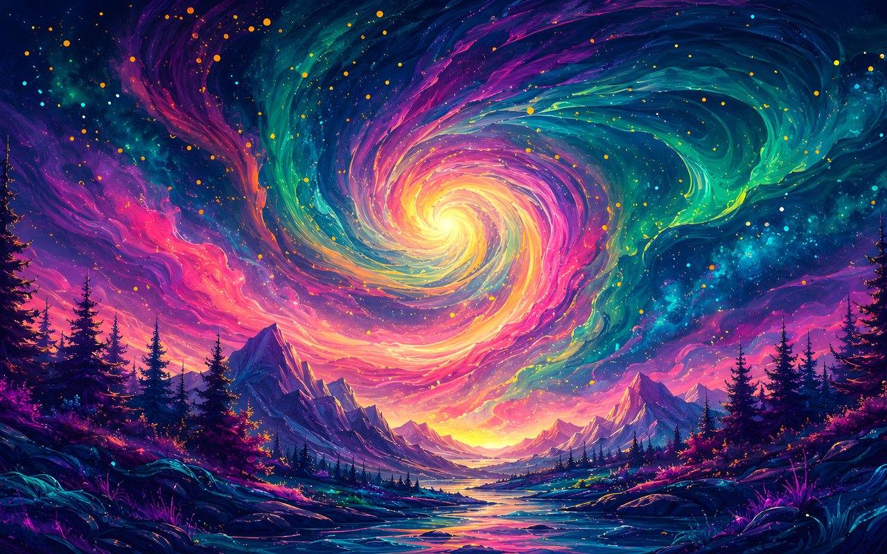 Aurora Over Mountains and River - WXGA_1280 wallpapers in 1280x800 resolution