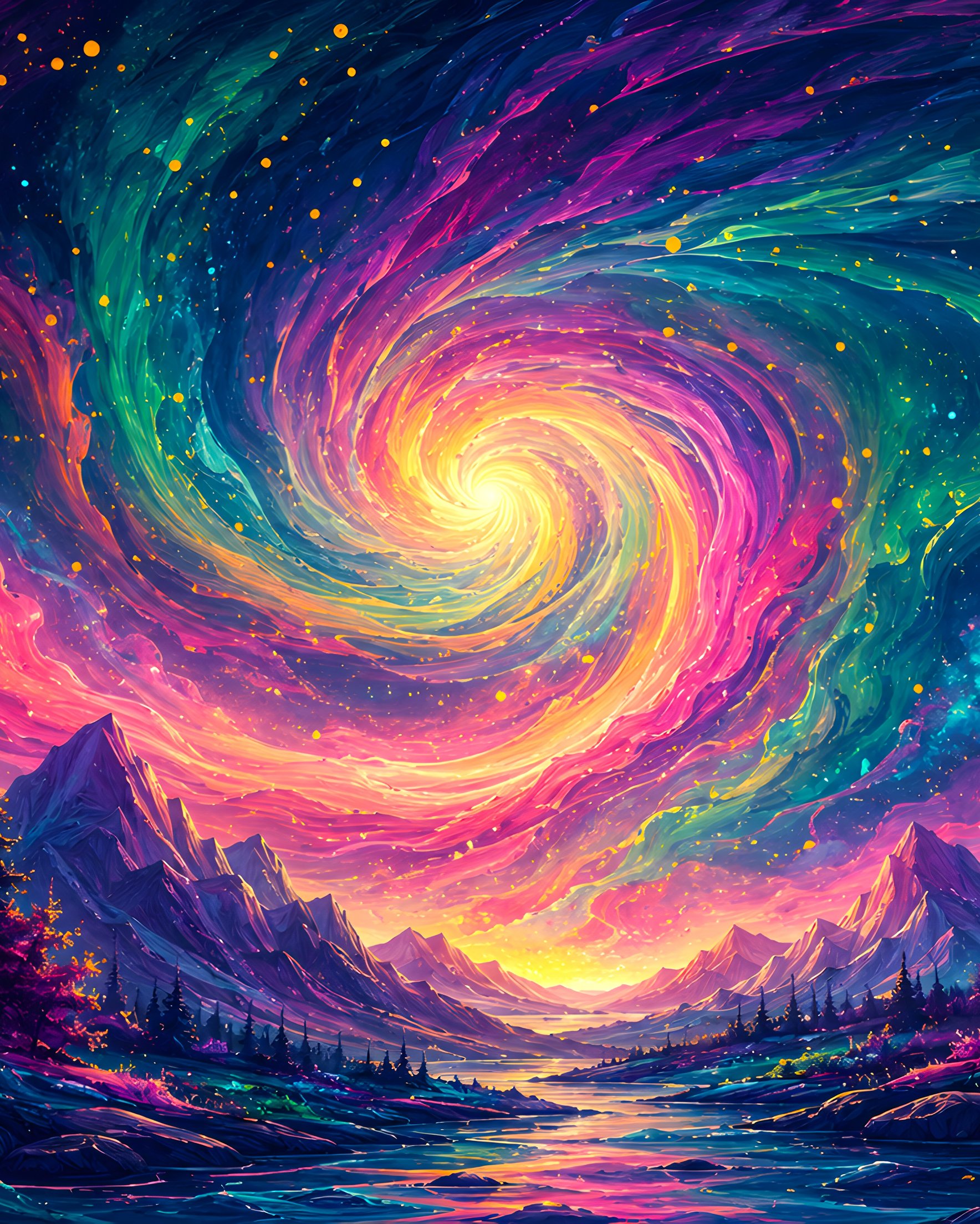 Aurora Over Mountains and River - Wallpapers for Samsung Galaxy Z Fold 2/3 in 1768x2208 resolution