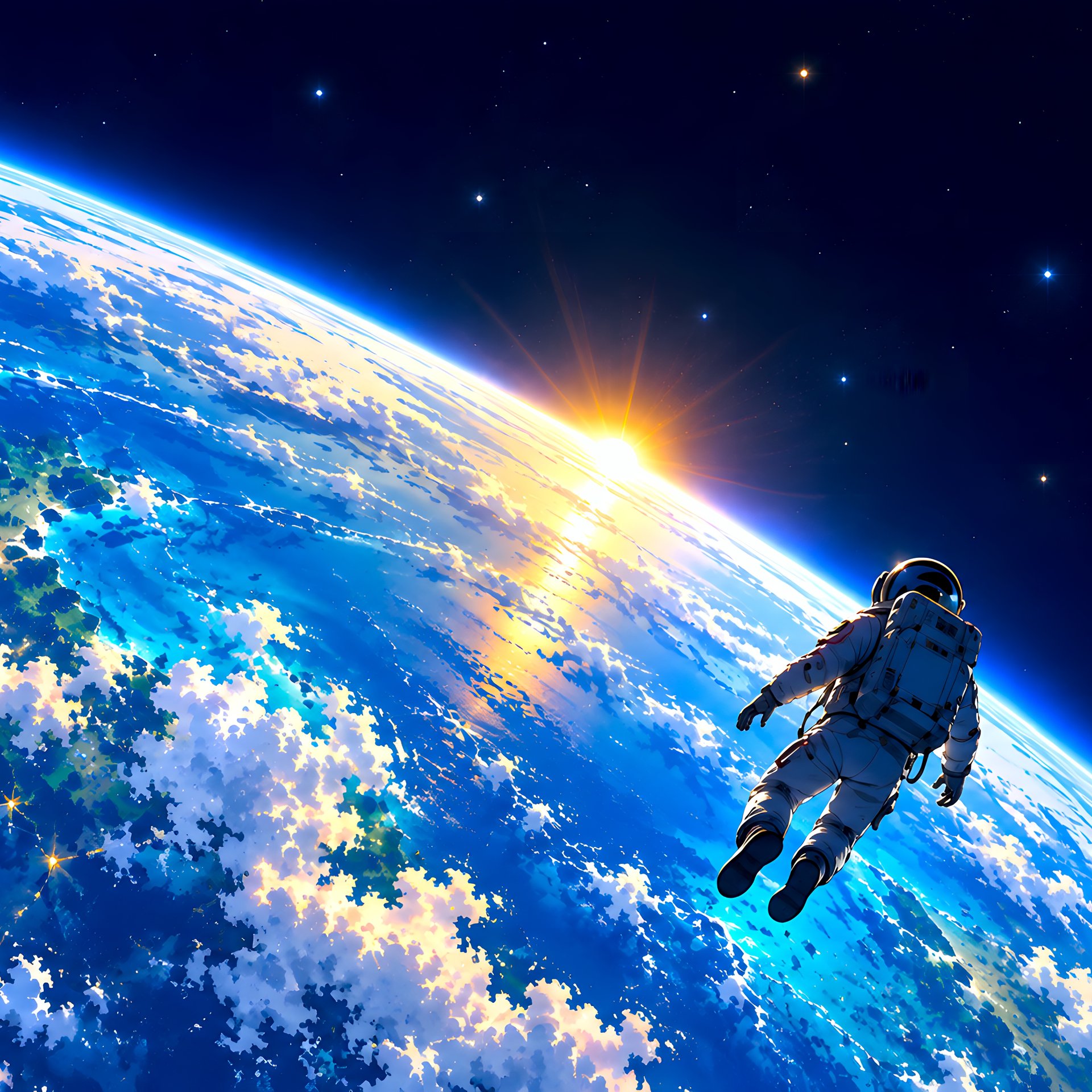 Astronaut Above Earth in Orbit - Wallpapers for Samsung Galaxy Tab in 1920x1920 resolution
