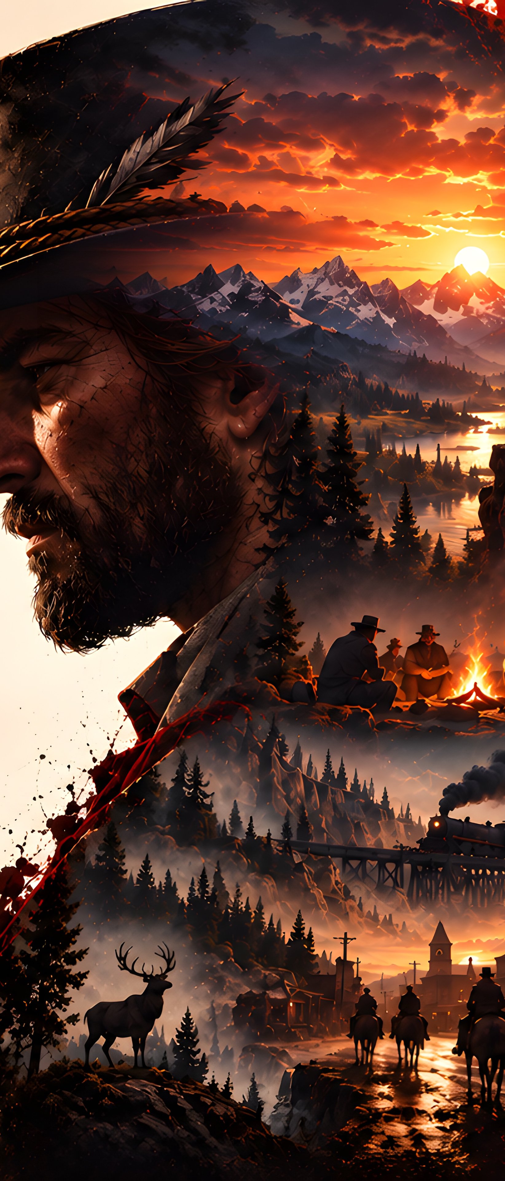 Артур Морган и сюжет Red Dead Redemption 2 - Обои для Sony Xperia 1/Xperia 1 III/Xperia PRO-I в разрешении 1644x3840
