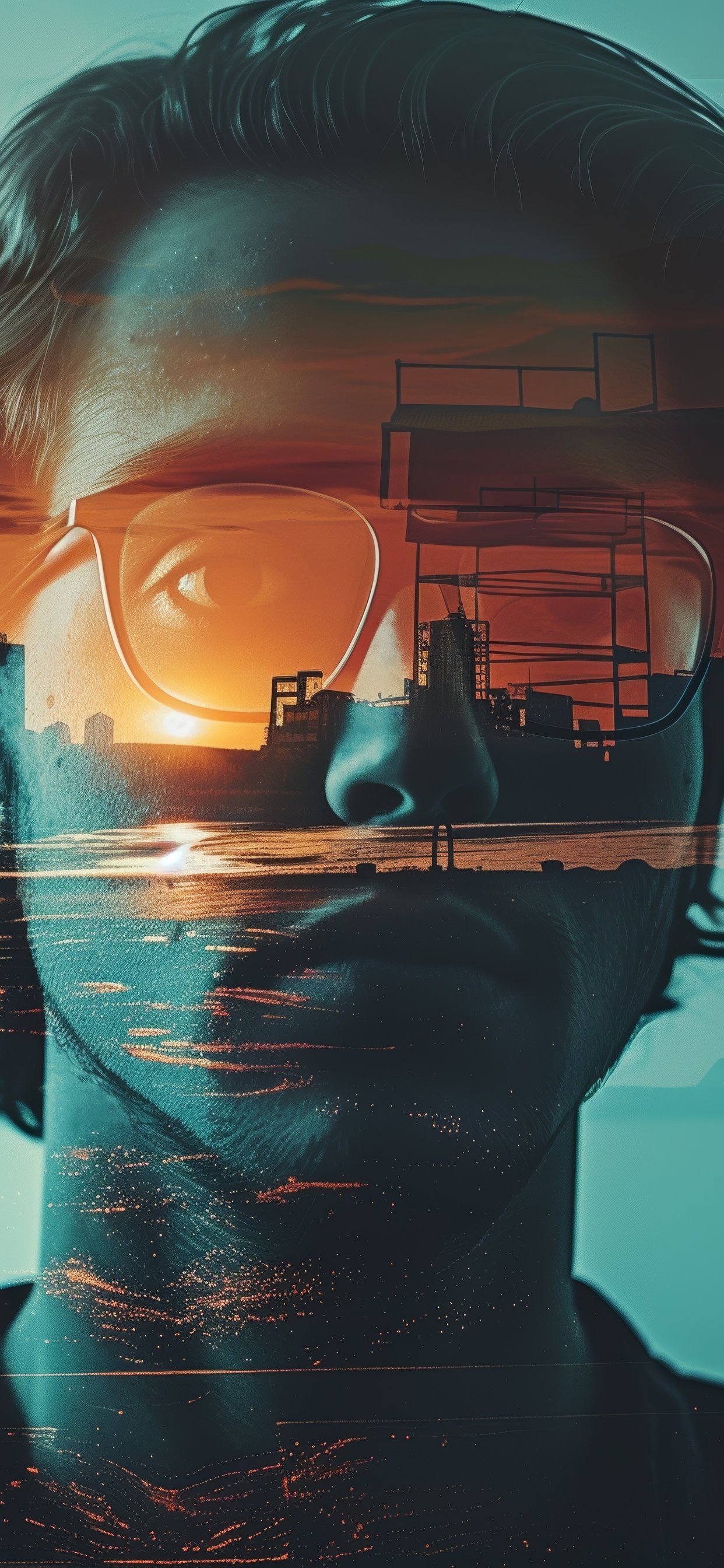 Mans face with sunset reflection - Wallpapers for iPhone 11 Pro Max in 1242x2688 resolution