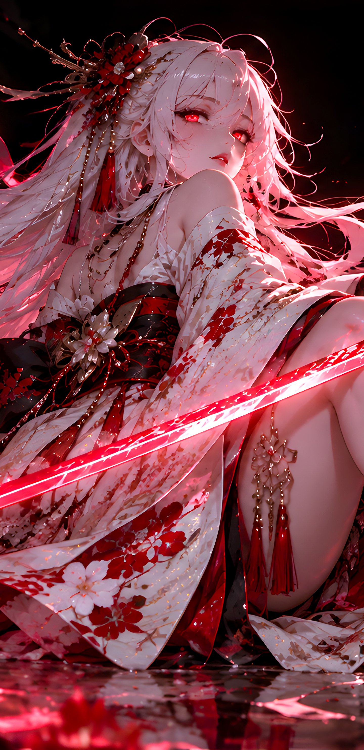 Anime Samurai Under a Crescent Moon - Wallpapers for Samsung Galaxy S8/S8+/Note 8/S9/S9+/Note 9 in 1440x2960 resolution