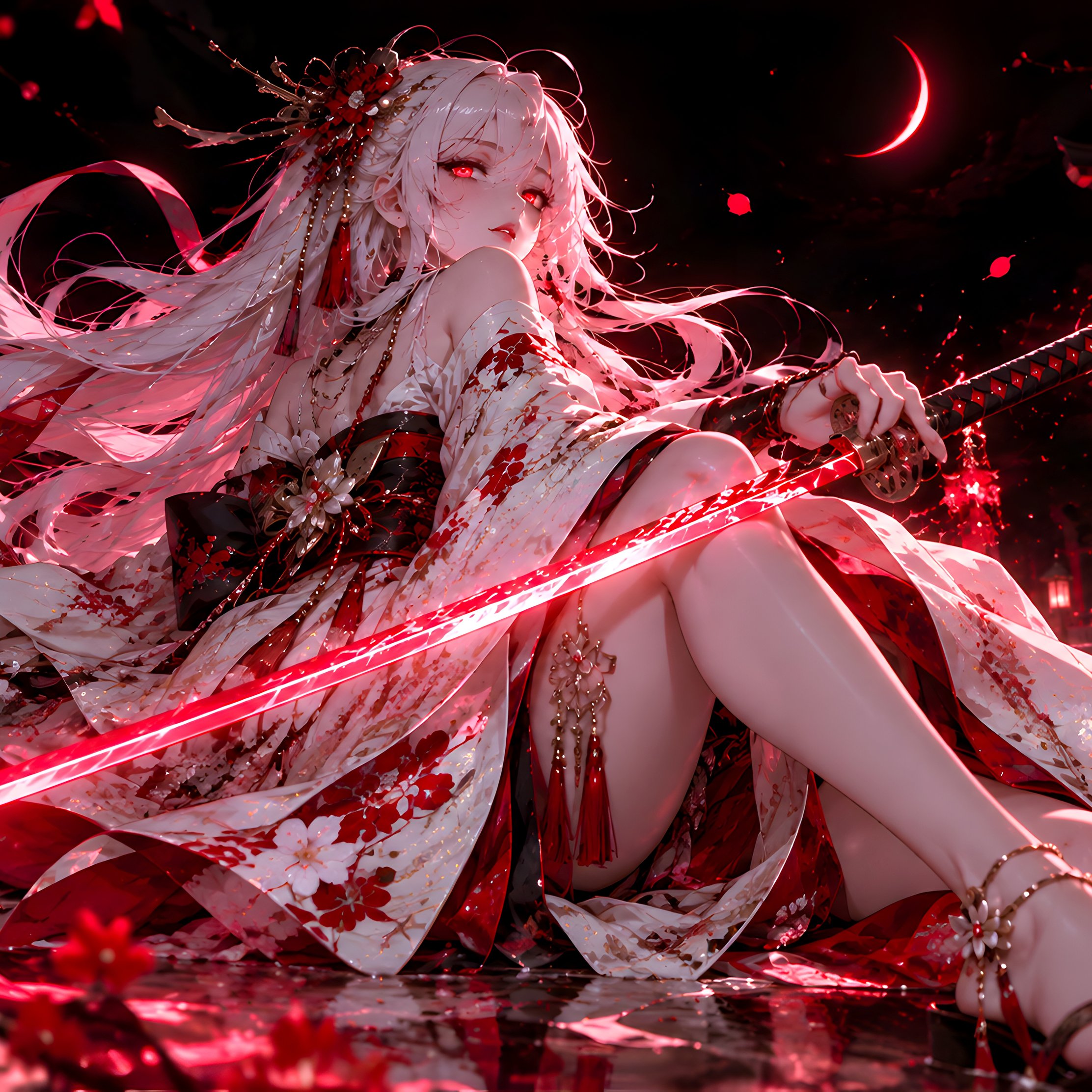 Anime Samurai Under a Crescent Moon - Wallpapers for iPad Pro 10.5″ in 2224x2224 resolution