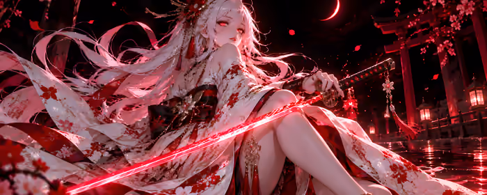UltraWide 32:9 Temple wallpapers (5120x1440): anime girl, kimono, katana, torii