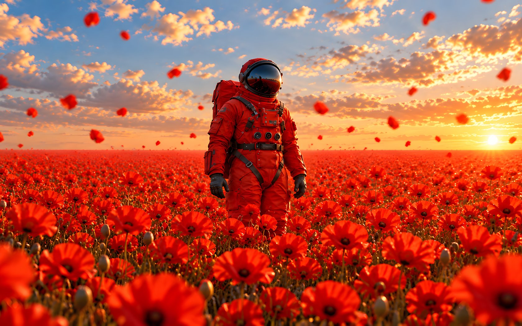 Astronaut Beneath a Colorful Sunset - WSXGA+ wallpapers in 1680x1050 resolution