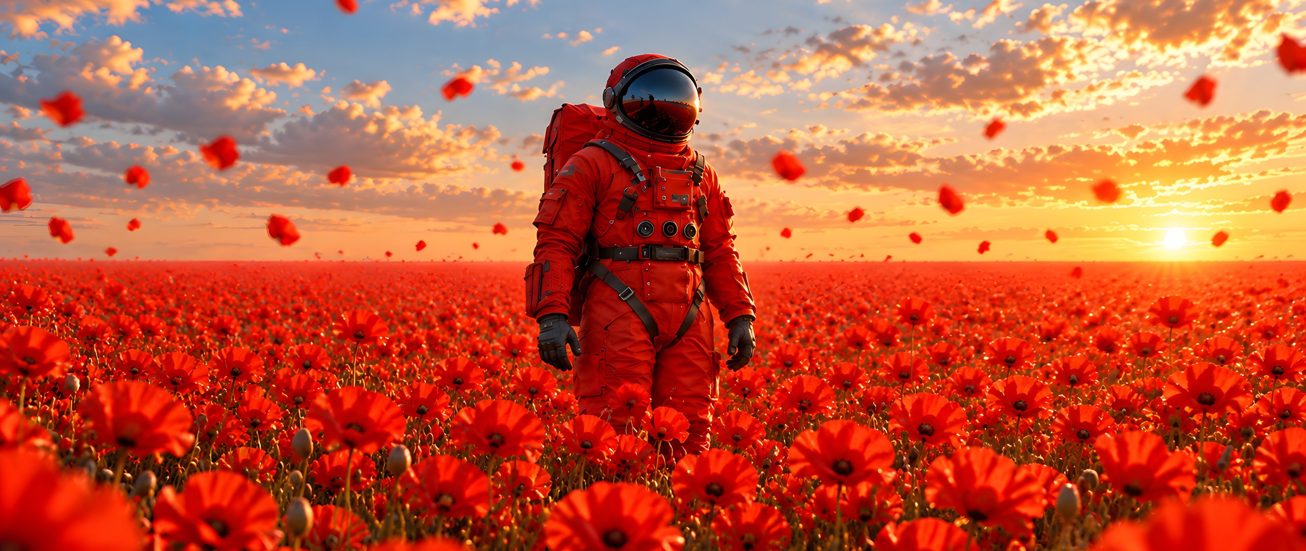Astronaut Beneath a Colorful Sunset - UltraWide 21:9 wallpapers in 2560x1080 resolution