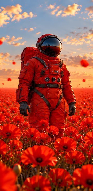 Astronaut Beneath a Colorful Sunset - Wallpapers for Samsung in 360x740 resolution