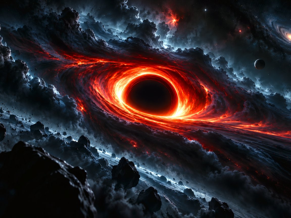 Powerful black hole swallows the nebula - XGA+ wallpapers in 1152x864 resolution