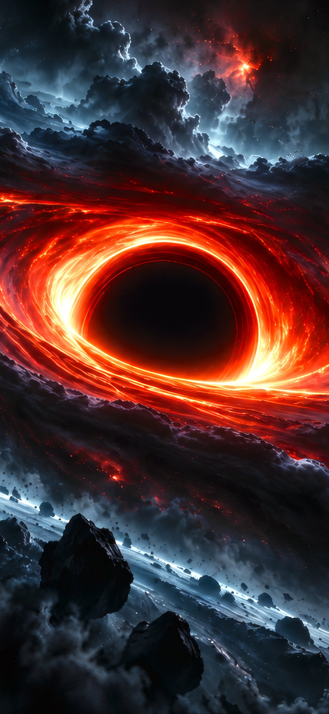 Powerful black hole swallows the nebula - Wallpapers for iPhone 15 Pro Max/14 Pro Max in 1290x2796 resolution