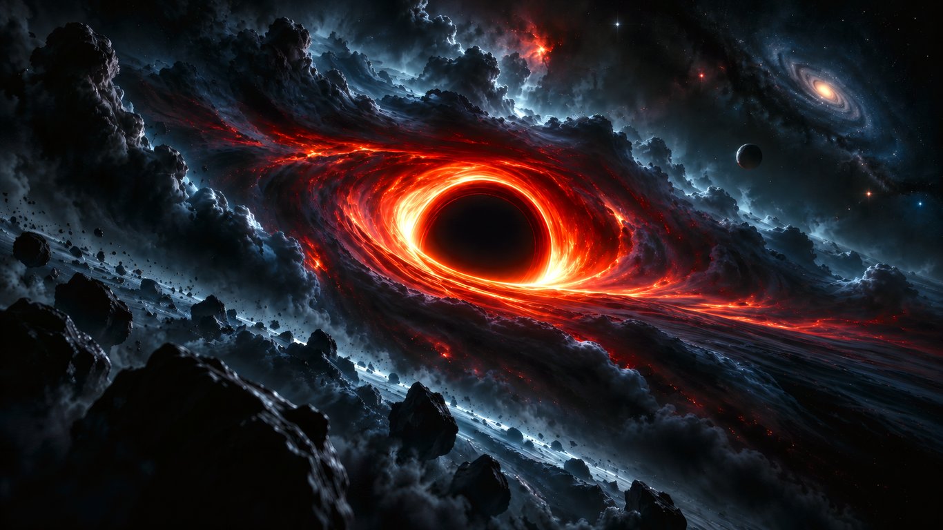Powerful black hole swallows the nebula - Laptop Wallpapers in 1366x768 resolution