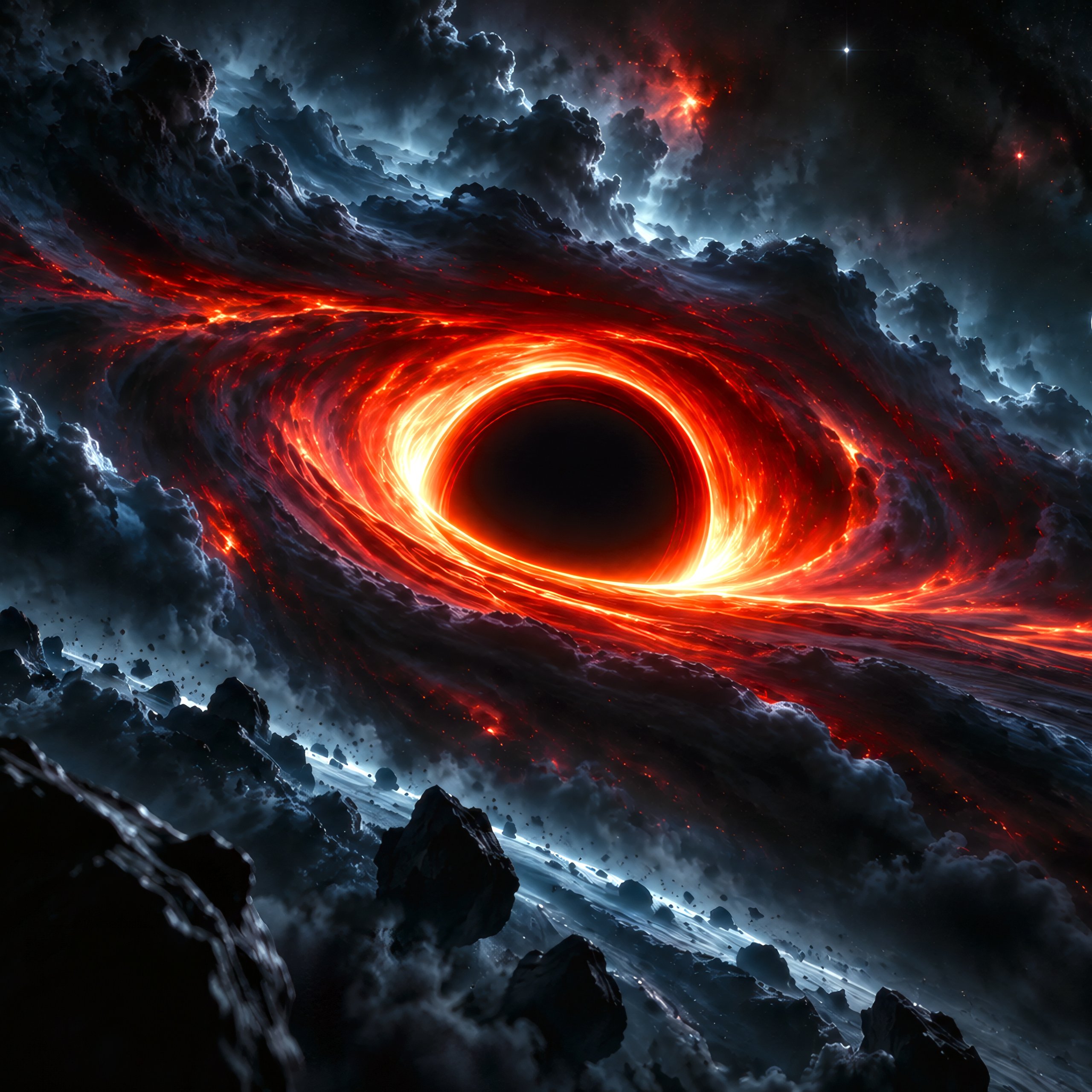 Powerful black hole swallows the nebula - Wallpapers for Samsung Galaxy Tab S9 FE+/Tab S11, Xiaomi Pad 5, Redmi Pad 2 Pro, POCO Pad in 2560x2560 resolution