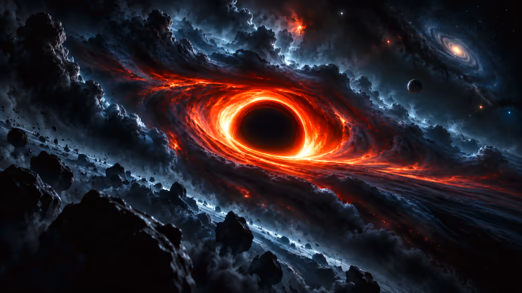 Powerful black hole swallows the nebula — desktop and phone wallpaper, free download