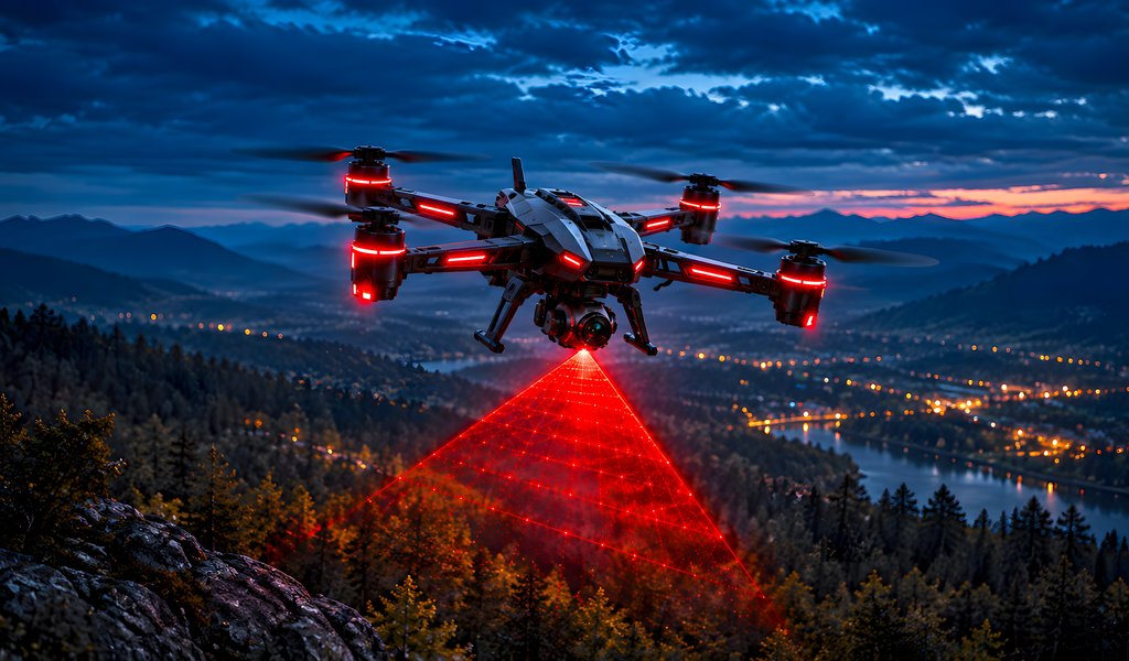 Search quadcopter over the forest - WSVGA wallpapers in 1024x600 resolution