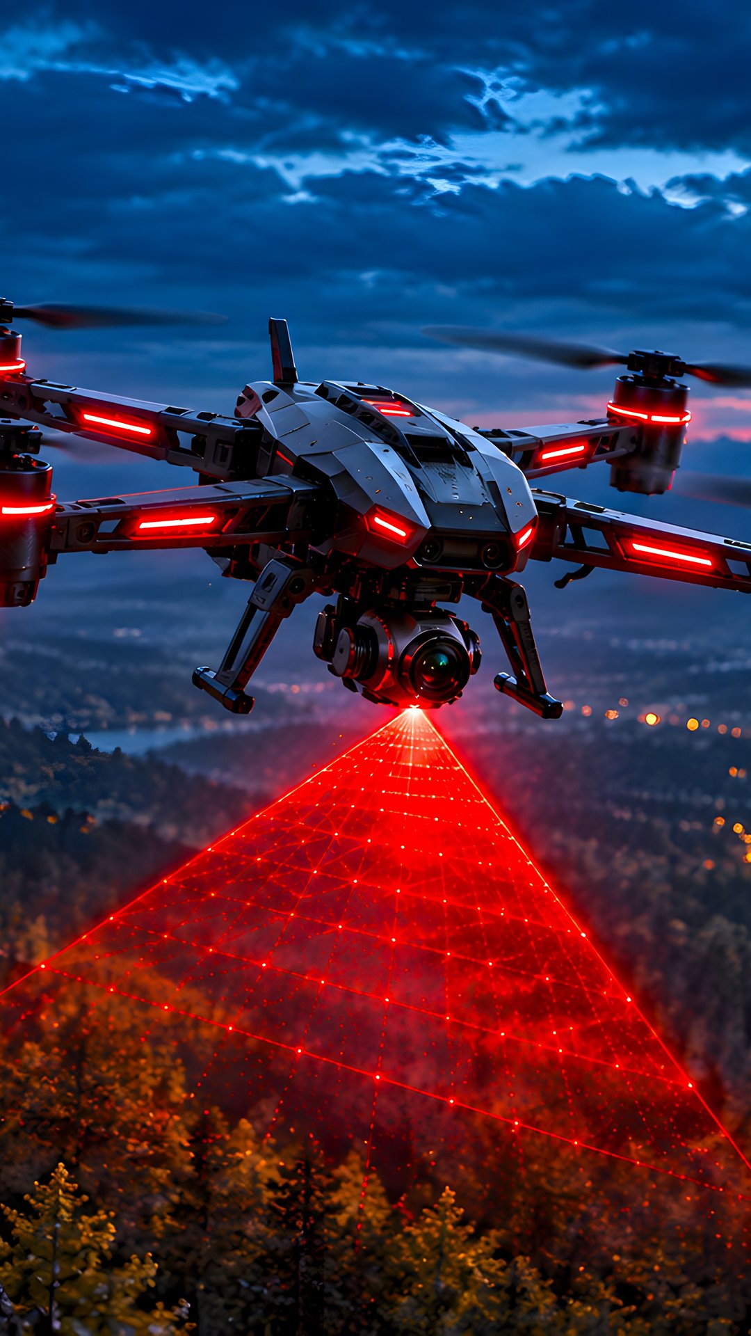 Search quadcopter over the forest - Wallpapers for Samsung, Honor, Sony in 1080x1920 resolution