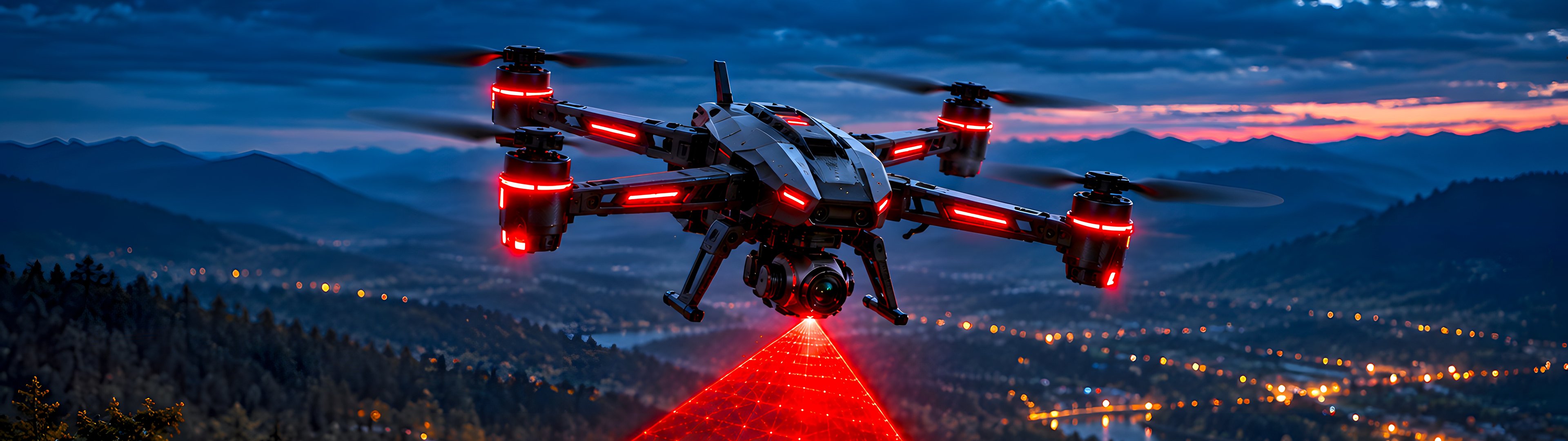 Search quadcopter over the forest - UltraWide 32:9 wallpapers in 3840x1080 resolution