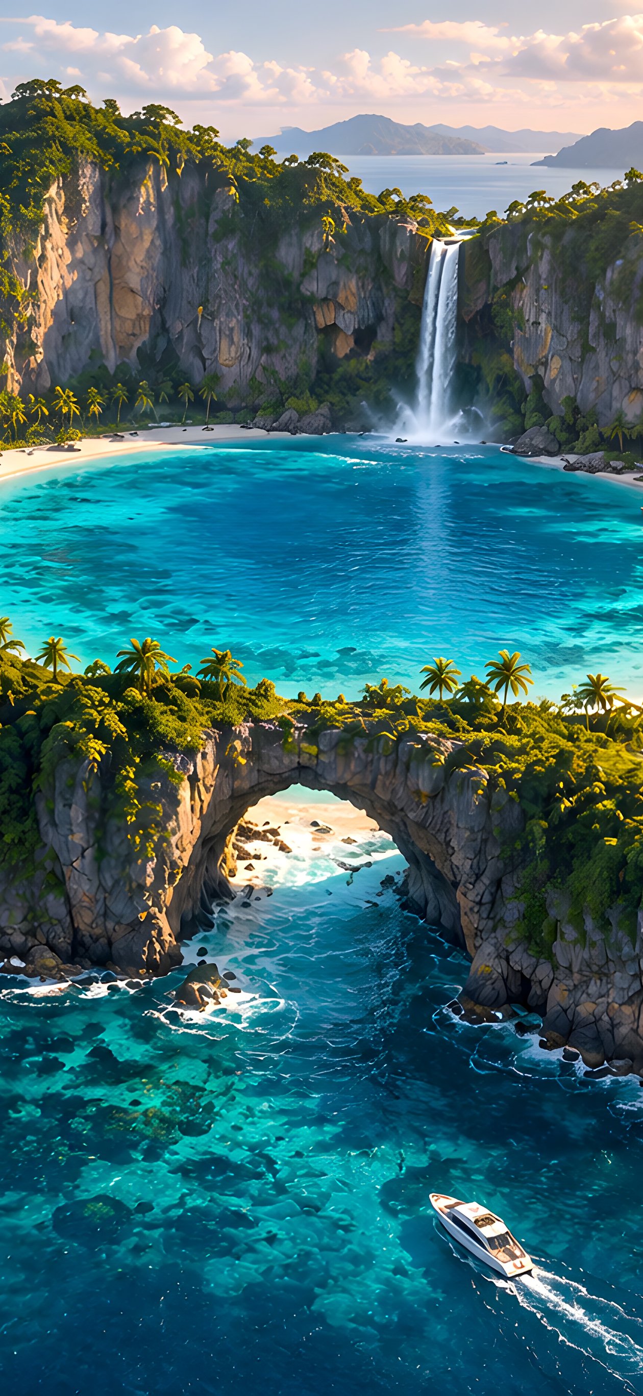 Tropical island ring with villas - Wallpapers for iPhone Air in 1260x2736 resolution