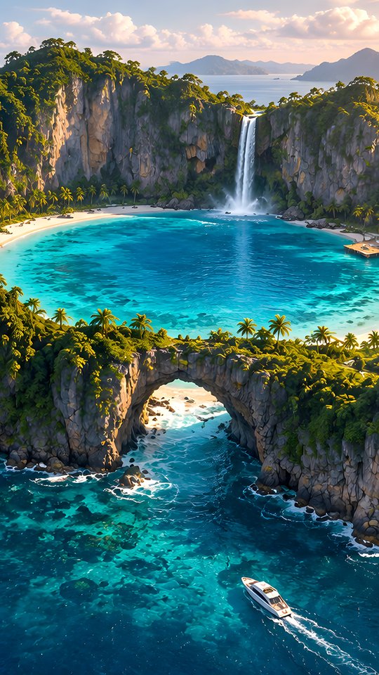 Tropical island ring with villas - Wallpapers for Samsung, HTC, Sony in 540x960 resolution