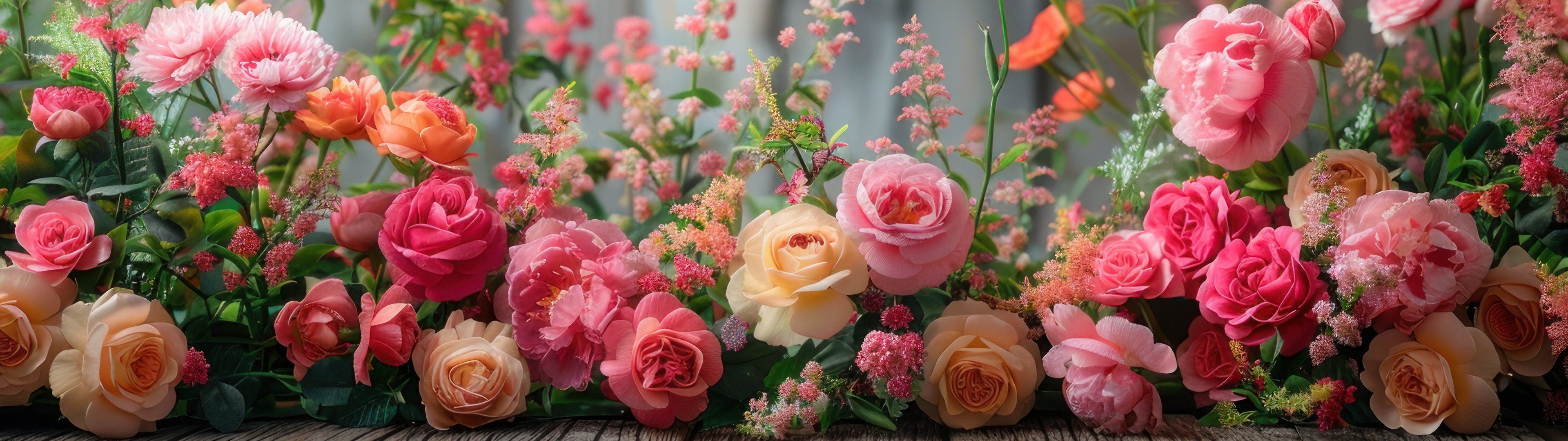 Delicate Pink Rose Arrangement - UltraWide 32:9 wallpapers in 3840x1080 resolution