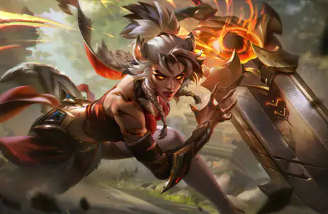 Обои игры для Samsung Galaxy Tab (1340x1340): Ривен, League Of Legends, меч, руины