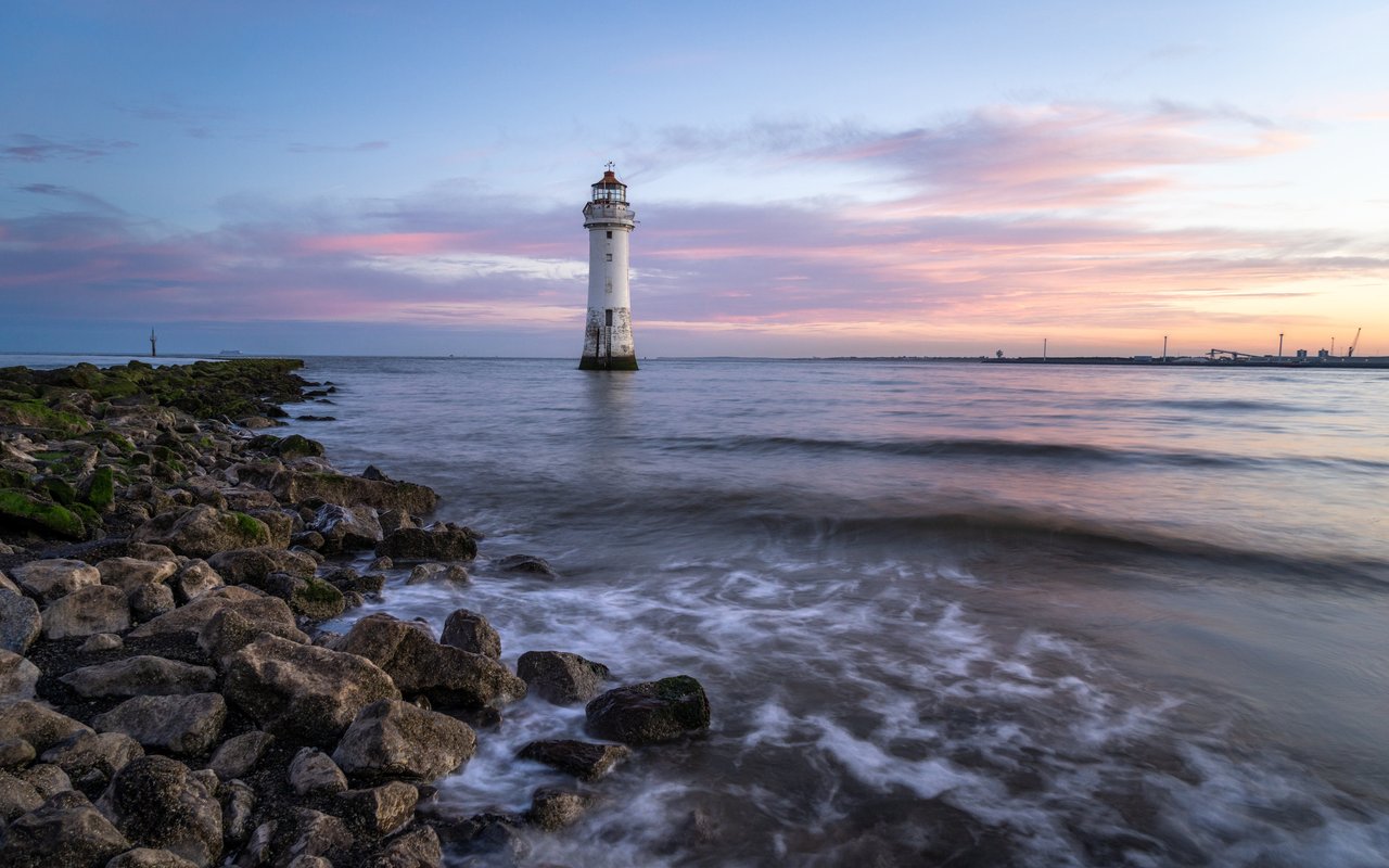 Lighthouse by the Sea at Sunset - WXGA_1280 wallpapers in 1280x800 resolution