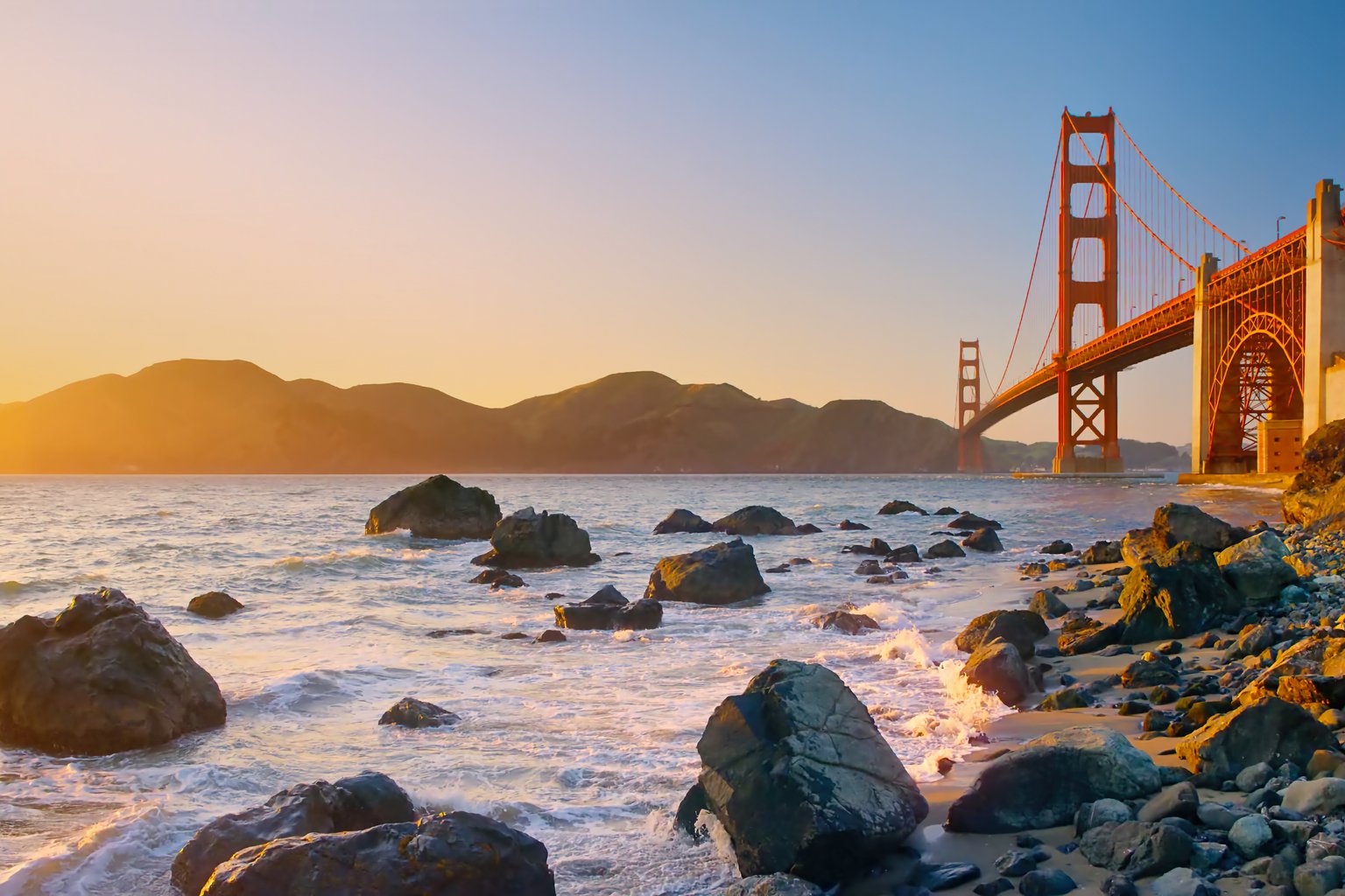 Golden Gate Bridge with calm ocean - Microsoft Surface 12.4″ wallpapers in 1536x1024 resolution