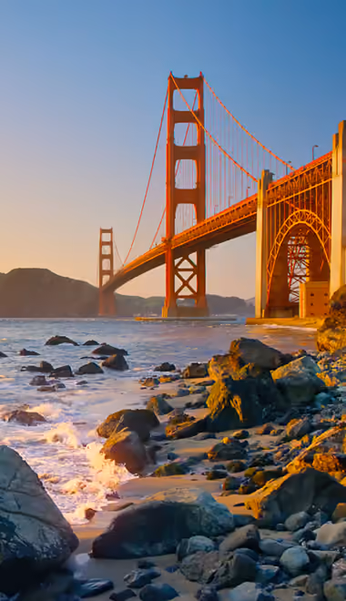 City wallpapers: Golden Gate Bridge, San Francisco, ocean, sunset