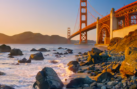 City wallpapers: Golden Gate Bridge, San Francisco, ocean, sunset