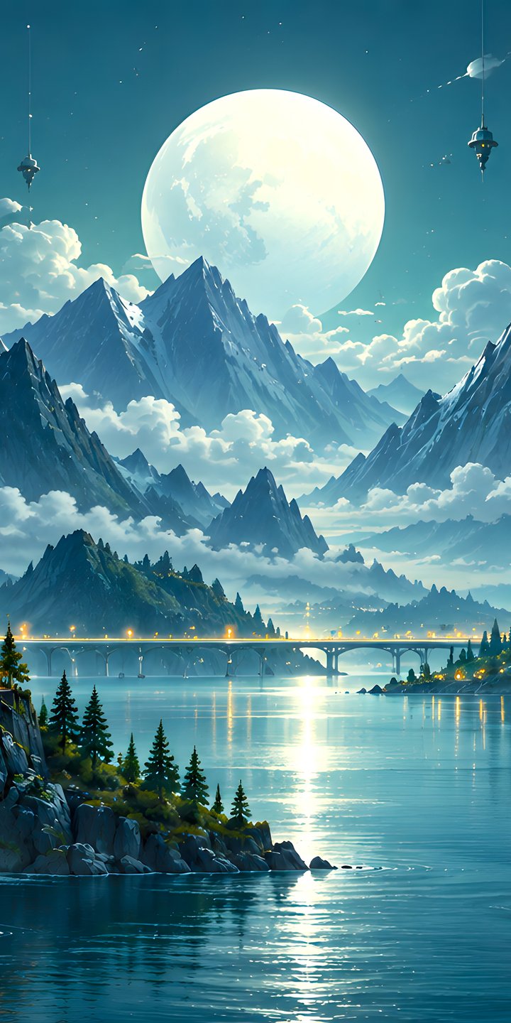 Moonlit Castle Valley Landscape - Wallpapers for Samsung Galaxy A03s, Xiaomi Redmi 7A, POCO C3 in 720x1440 resolution