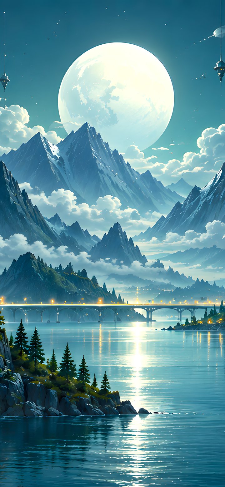 Moonlit Castle Valley Landscape - Wallpapers for Samsung Galaxy A11/A20e/A20/M11, Xiaomi Redmi 9A/9C, POCO C40 in 720x1560 resolution
