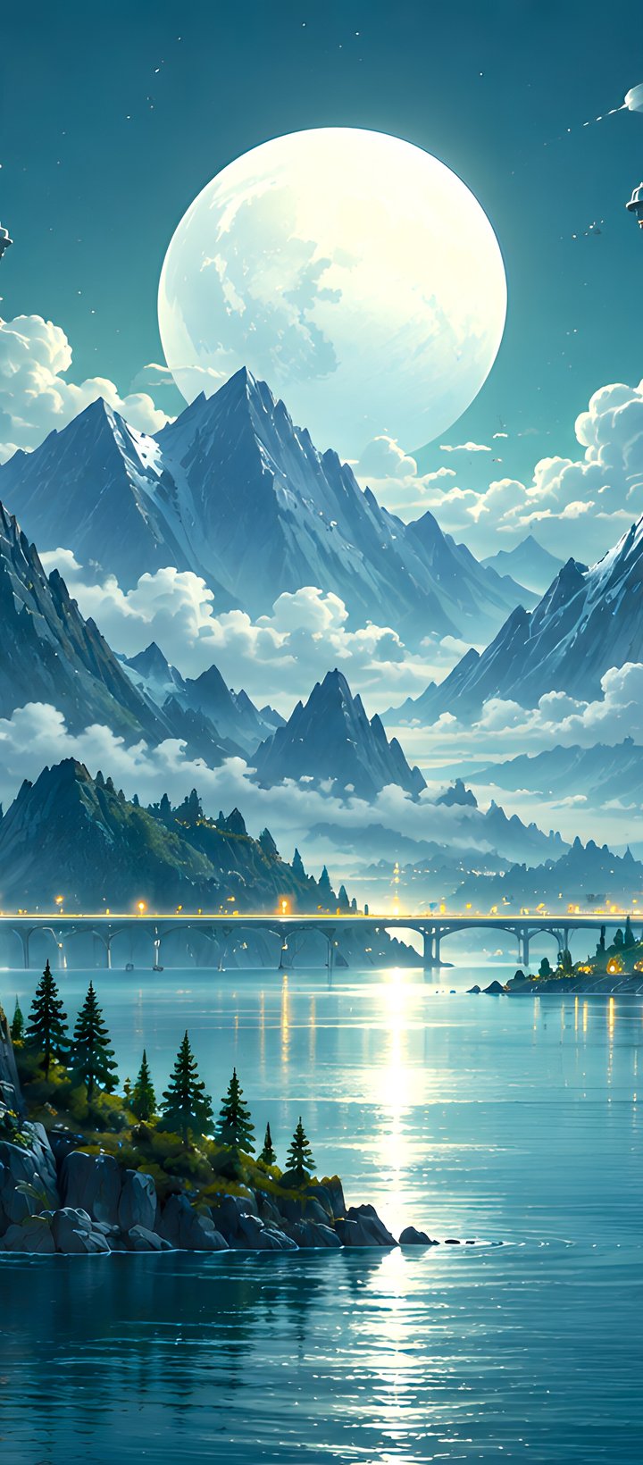 Moonlit Castle Valley Landscape - Wallpapers for Xiaomi Redmi 14C, POCO C71/C75/M7, Infinix Note 8 in 720x1640 resolution