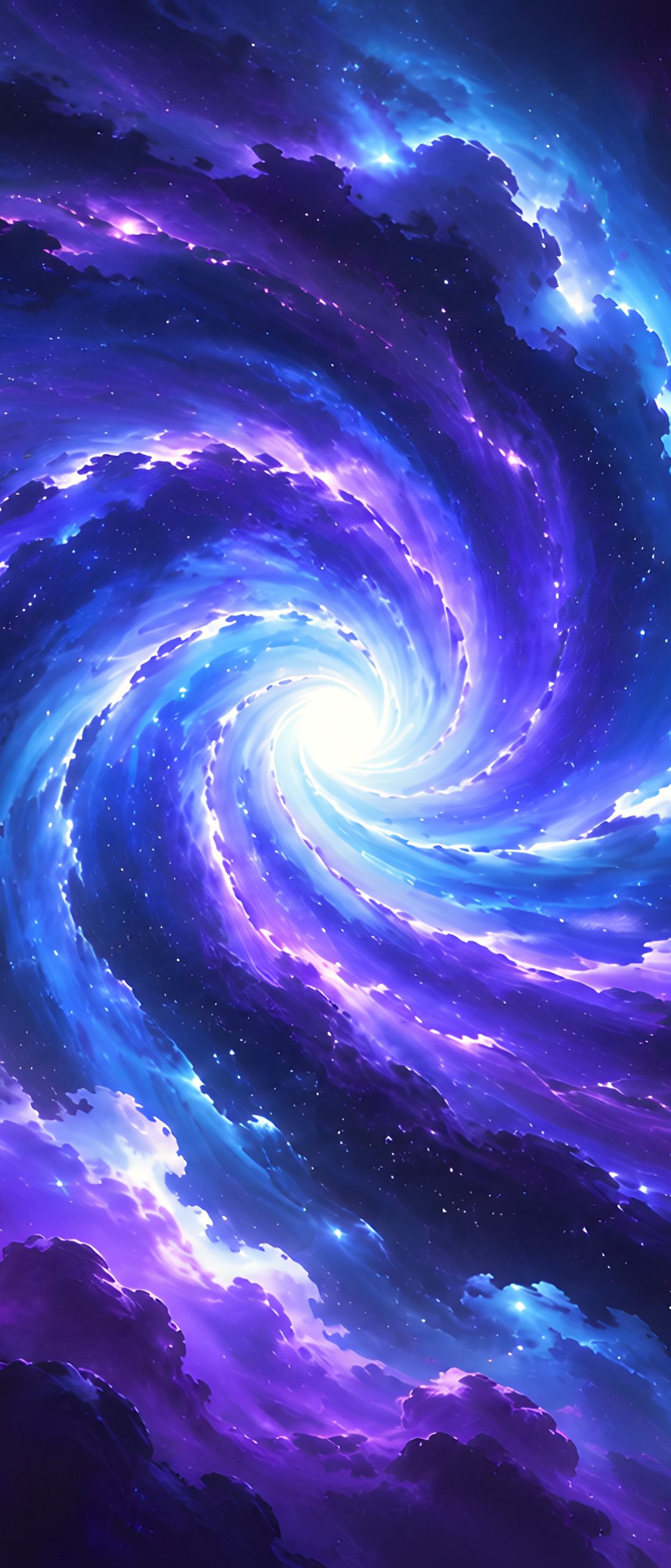 Blue-Violet Cosmic Spiral Waves - Wallpapers for Samsung Galaxy Z Flip7, Sony Xperia 5 II/5 III/5 V/10 IV/10 V, Xiaomi Mix Fold 3 in 1080x2520 resolution