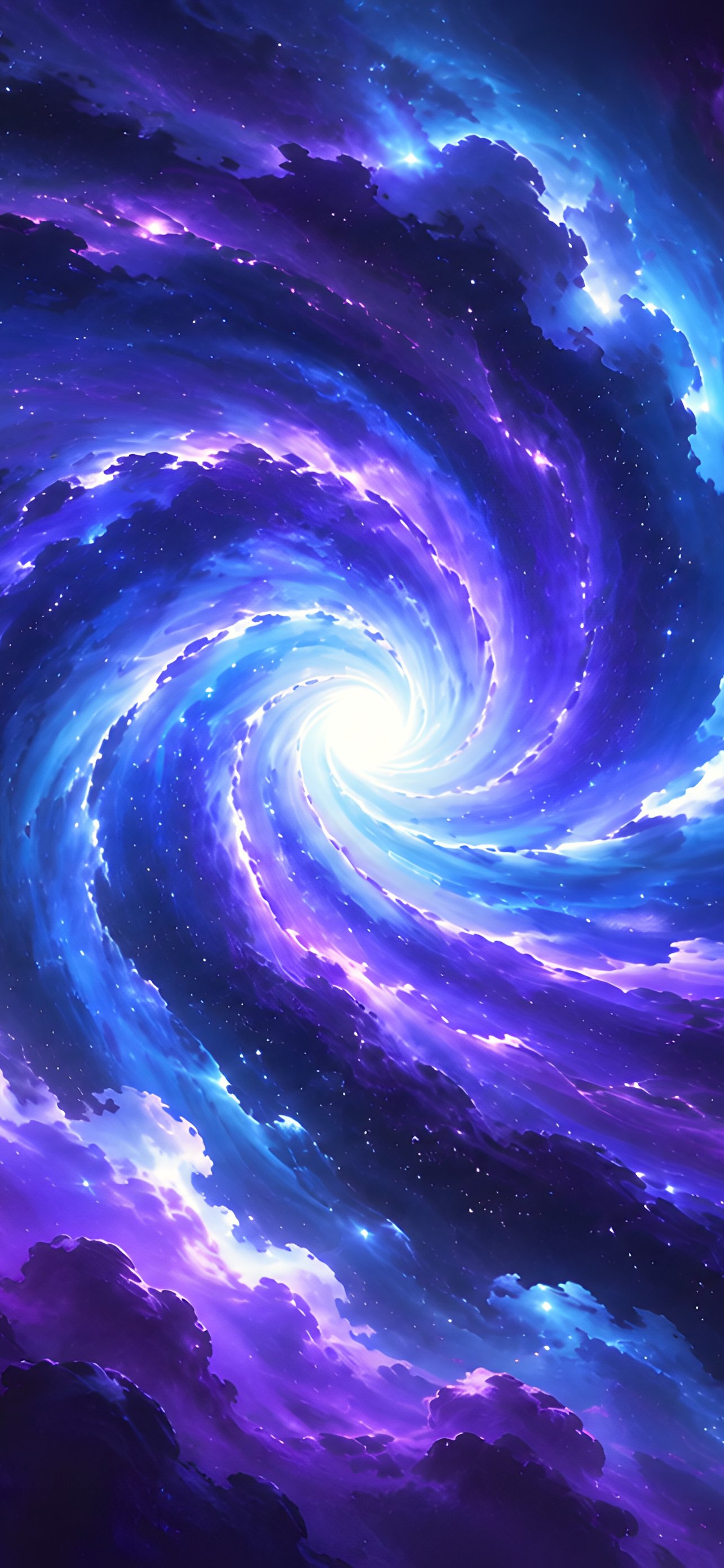 Blue-Violet Cosmic Spiral Waves - Wallpapers for iPhone 13 Pro Max/12 Pro Max/14 Plus in 1284x2778 resolution