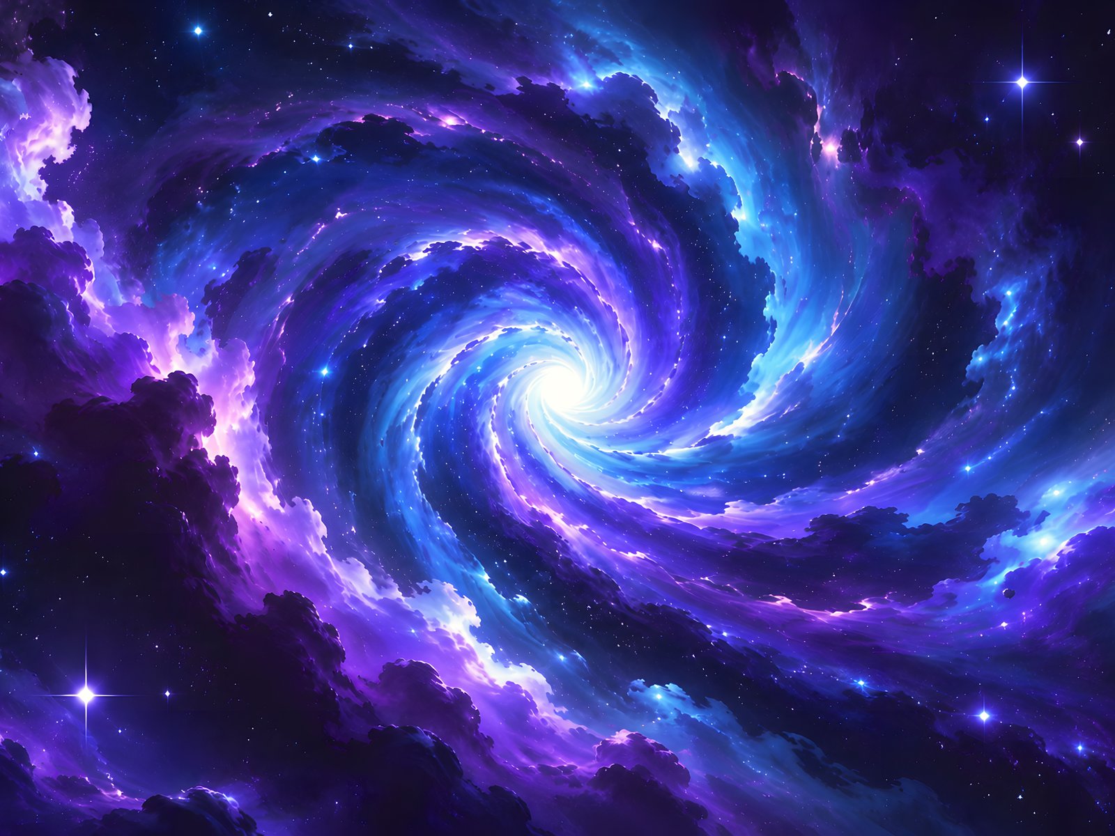 Blue-Violet Cosmic Spiral Waves - UXGA wallpapers in 1600x1200 resolution