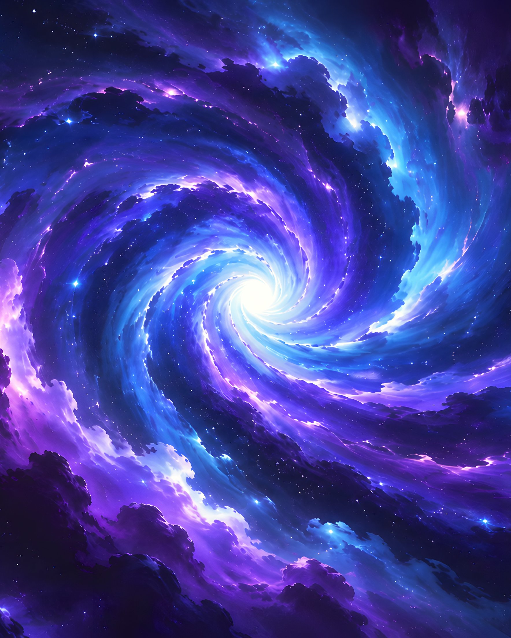 Blue-Violet Cosmic Spiral Waves - Wallpapers for Samsung Galaxy Z Fold 2/3 in 1768x2208 resolution