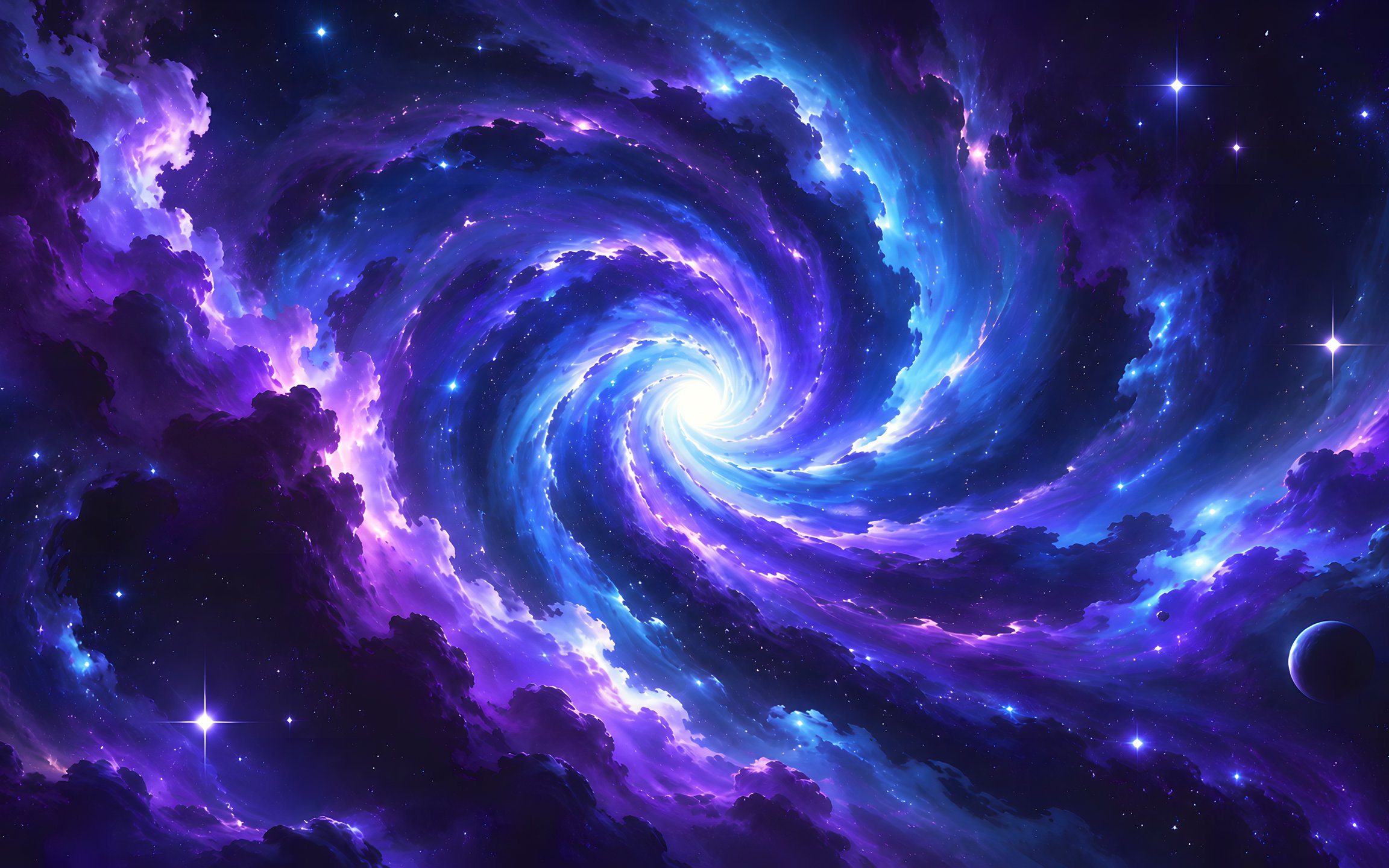 Blue-Violet Cosmic Spiral Waves - Wallpapers for Apple MacBook 12″ in 2304x1440 resolution
