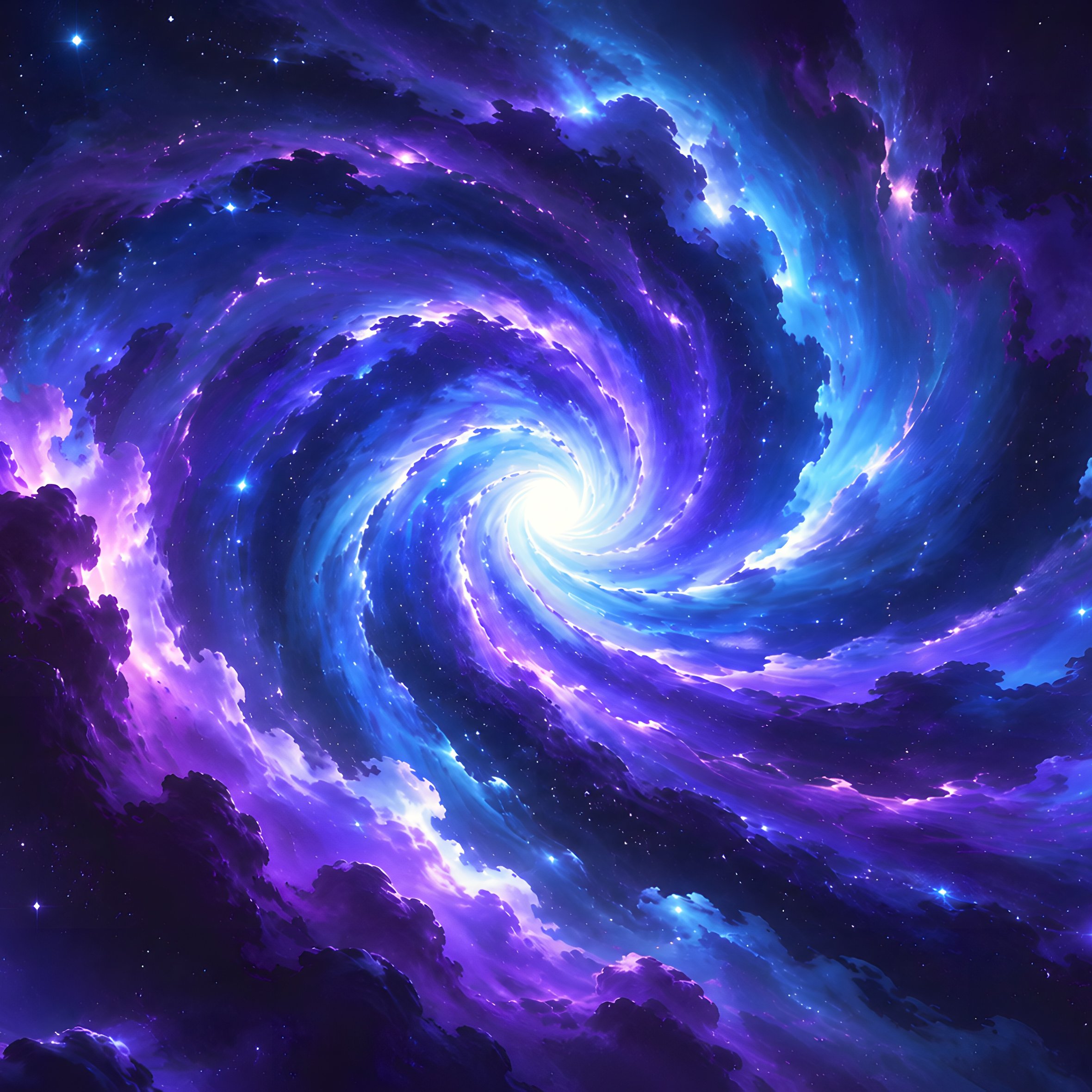 Blue-Violet Cosmic Spiral Waves - Wallpapers for iPad Air 10.9″ in 2360x2360 resolution