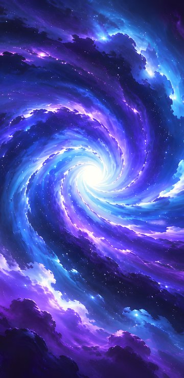 Blue-Violet Cosmic Spiral Waves - Wallpapers for Samsung in 360x740 resolution